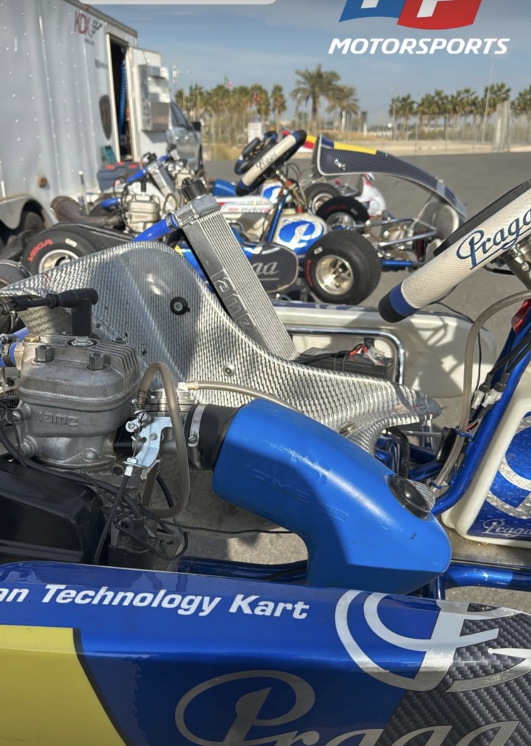 Detail of a race kart in the paddock at Kuwait Motor Town