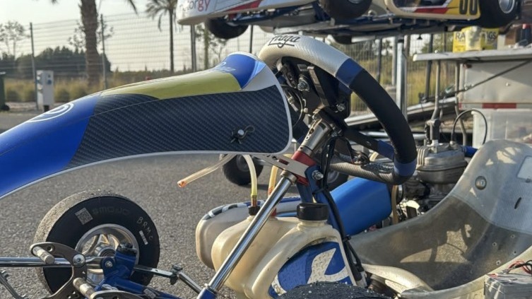 Race karts in the paddock at Kuwait Motor Town